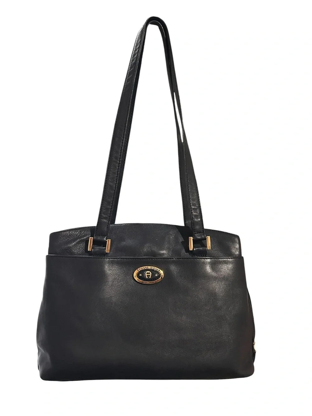 Etienne Aignier Vintage 80s - Classic Black Leather Shoulder Bag - Quiet Luxury